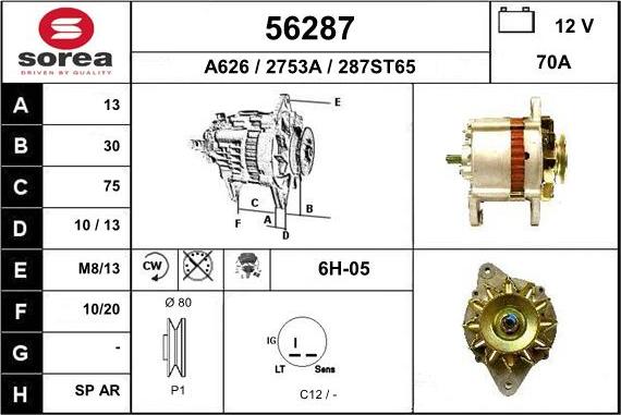 EAI 56287 - Генератор www.autospares.lv