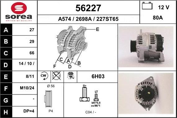 EAI 56227 - Ģenerators www.autospares.lv