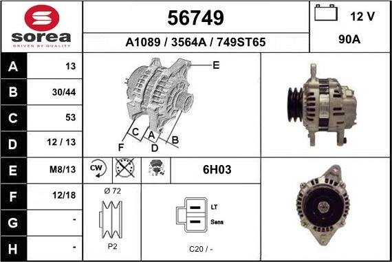 EAI 56749 - Генератор www.autospares.lv