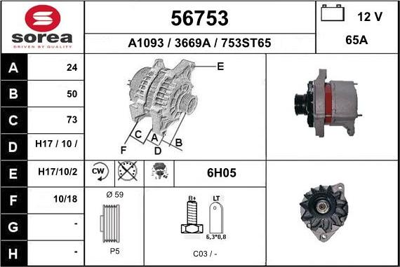 EAI 56753 - Генератор www.autospares.lv