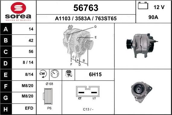 EAI 56763 - Генератор www.autospares.lv