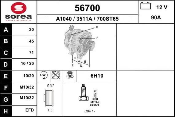 EAI 56700 - Ģenerators www.autospares.lv