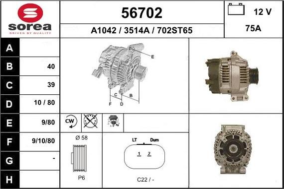 EAI 56702 - Alternator www.autospares.lv