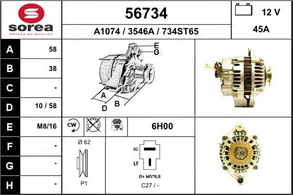 EAI 56734 - Ģenerators www.autospares.lv