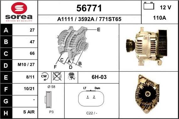 EAI 56771 - Генератор www.autospares.lv