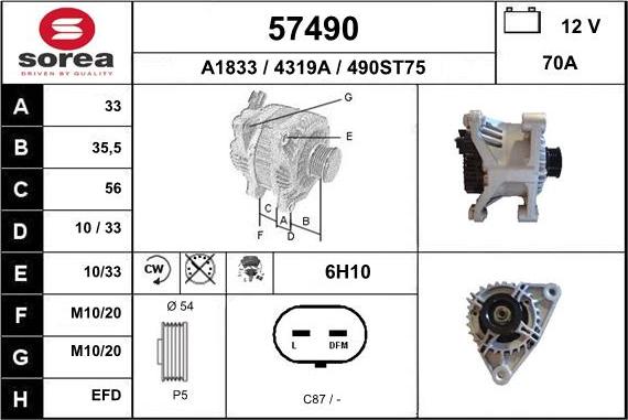 EAI 57490 - Ģenerators www.autospares.lv