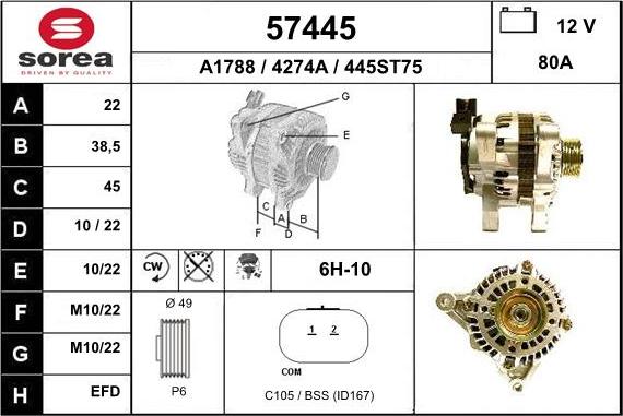 EAI 57445 - Alternator www.autospares.lv