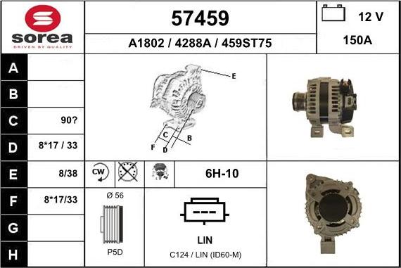 EAI 57459 - Генератор www.autospares.lv