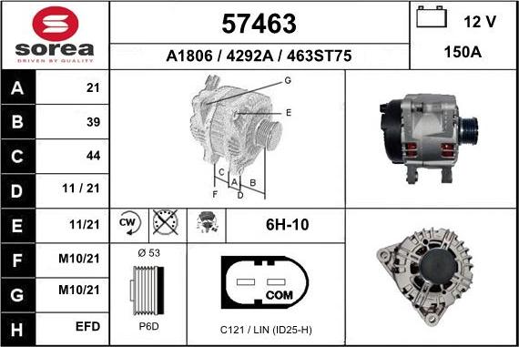 EAI 57463 - Генератор www.autospares.lv