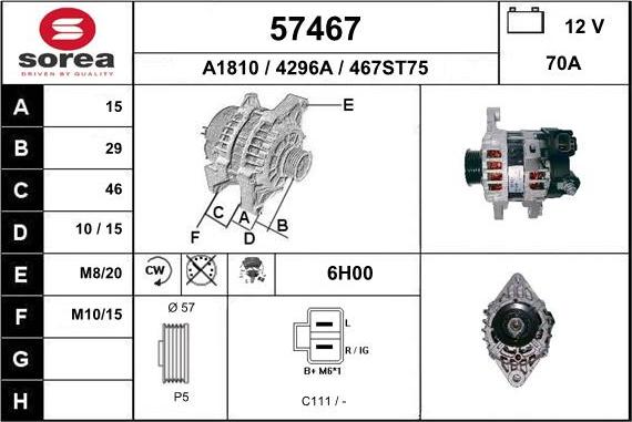 EAI 57467 - Генератор www.autospares.lv