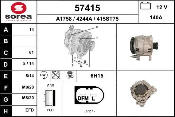 EAI 57415 - Генератор www.autospares.lv