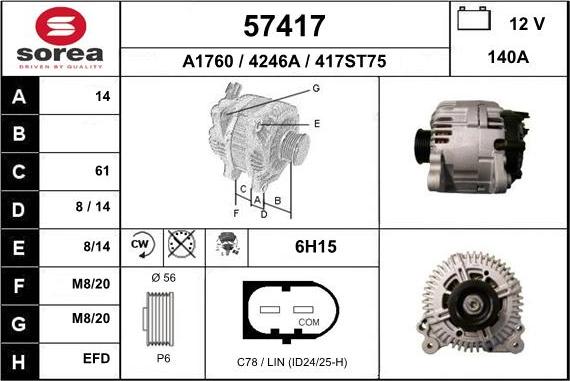 EAI 57417 - Alternator www.autospares.lv