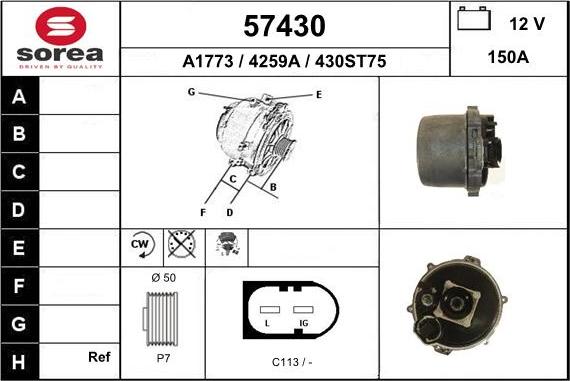 EAI 57430 - Генератор www.autospares.lv