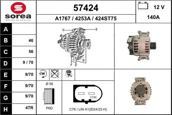 EAI 57424 - Alternator www.autospares.lv