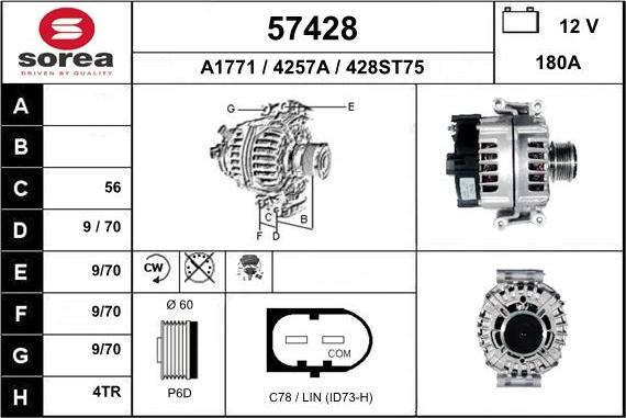 EAI 57428 - Генератор www.autospares.lv