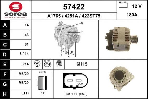 EAI 57422 - Ģenerators www.autospares.lv