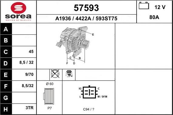 EAI 57593 - Ģenerators www.autospares.lv