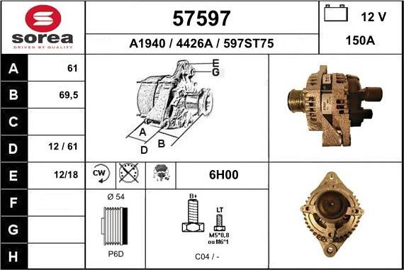 EAI 57597 - Генератор www.autospares.lv