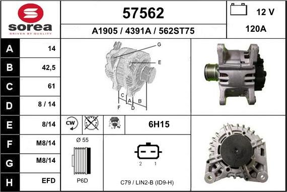 EAI 57562 - Генератор www.autospares.lv