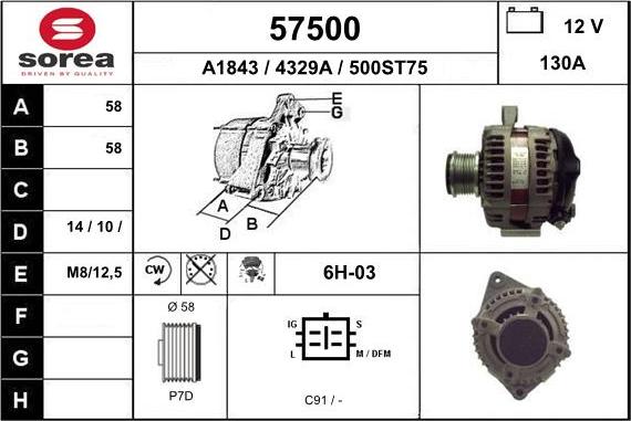 EAI 57500 - Генератор www.autospares.lv