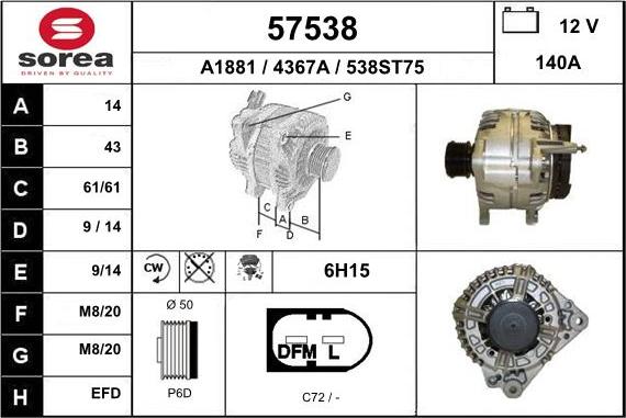 EAI 57538 - Ģenerators www.autospares.lv