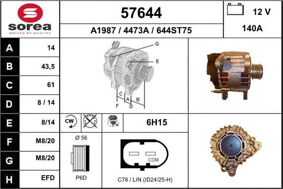 EAI 57644 - Alternator www.autospares.lv