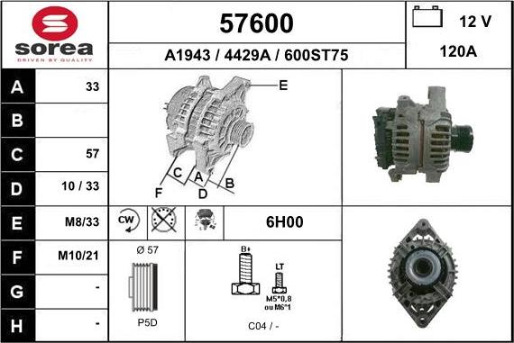 EAI 57600 - Ģenerators www.autospares.lv