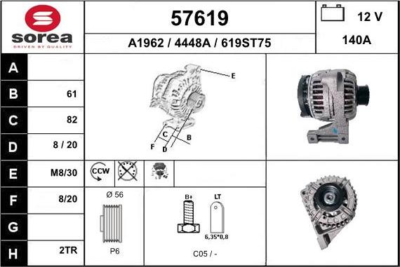 EAI 57619 - Генератор www.autospares.lv