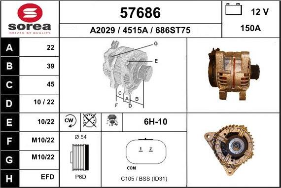 EAI 57686 - Генератор www.autospares.lv