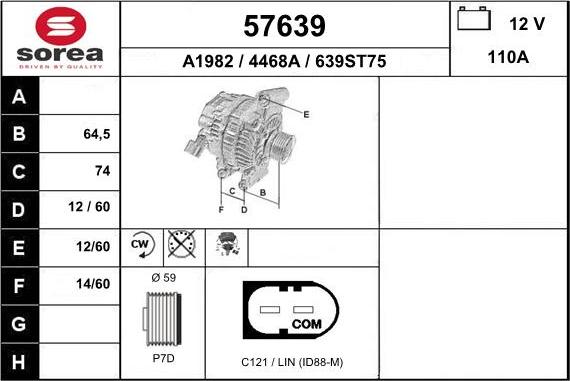 EAI 57639 - Генератор www.autospares.lv