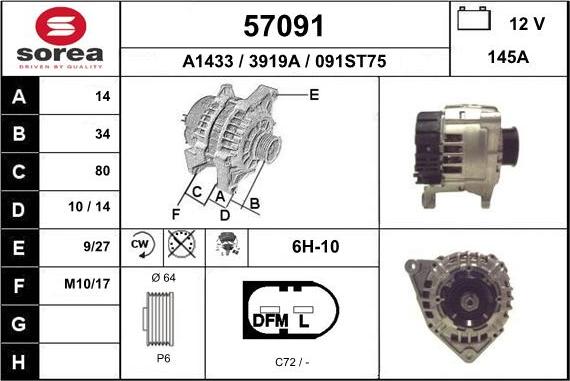 EAI 57091 - Alternator www.autospares.lv