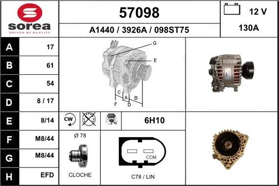 EAI 57098 - Генератор www.autospares.lv