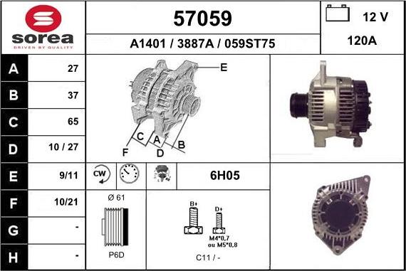 EAI 57059 - Ģenerators www.autospares.lv