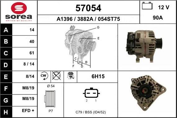 EAI 57054 - Генератор www.autospares.lv