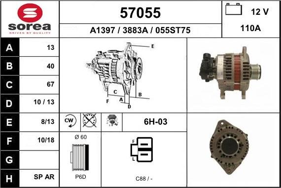 EAI 57055 - Ģenerators www.autospares.lv