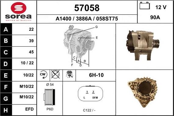 EAI 57058 - Генератор www.autospares.lv