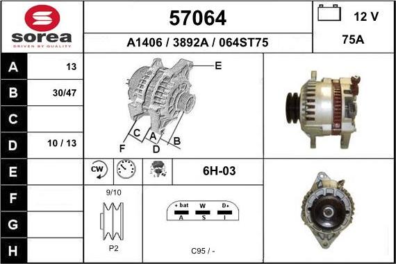 EAI 57064 - Генератор www.autospares.lv