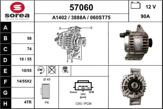 EAI 57060 - Ģenerators www.autospares.lv