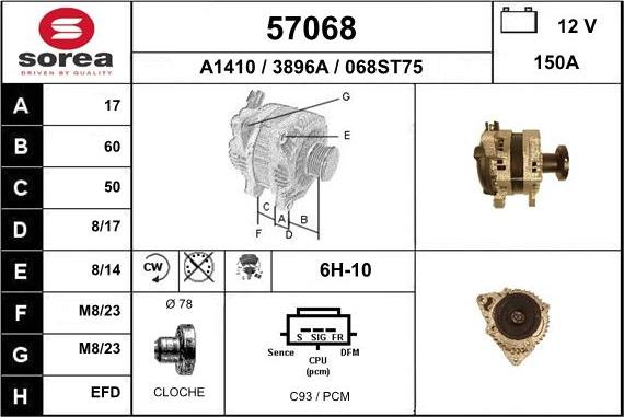 EAI 57068 - Генератор www.autospares.lv