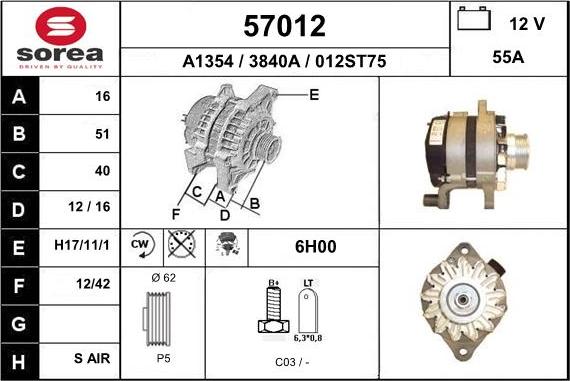 EAI 57012 - Генератор www.autospares.lv