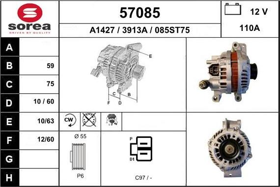 EAI 57085 - Генератор www.autospares.lv