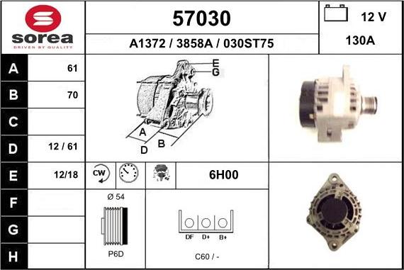 EAI 57030 - Генератор www.autospares.lv