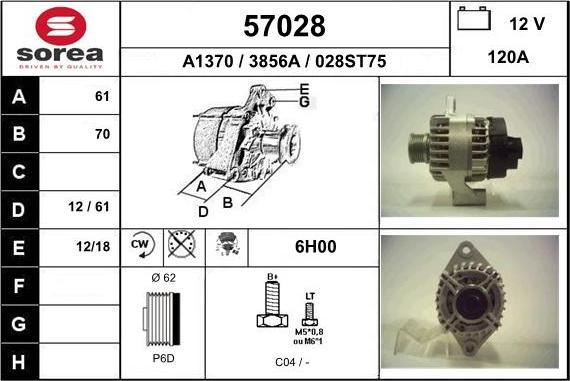 EAI 57028 - Генератор www.autospares.lv