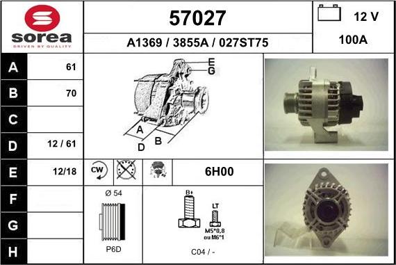 EAI 57027 - Ģenerators www.autospares.lv