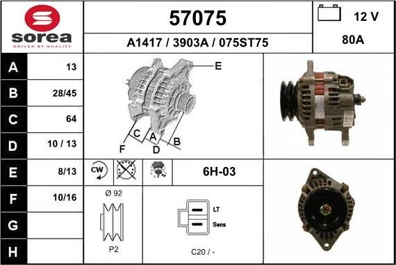 EAI 57075 - Alternator www.autospares.lv