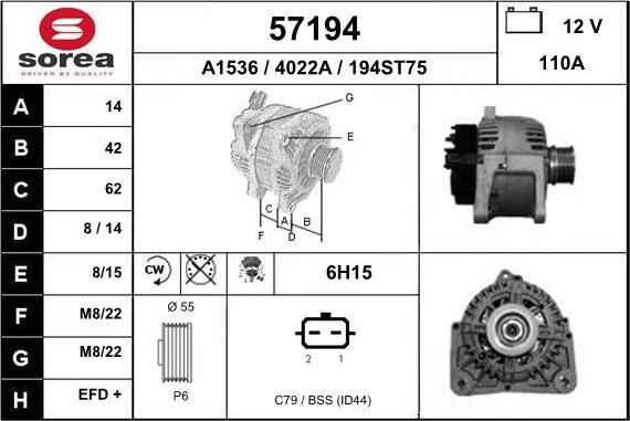 EAI 57194 - Генератор www.autospares.lv