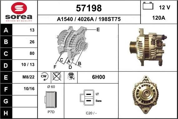 EAI 57198 - Генератор www.autospares.lv