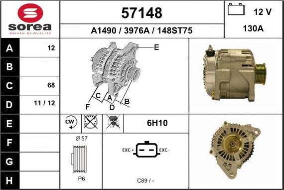 EAI 57148 - Ģenerators www.autospares.lv