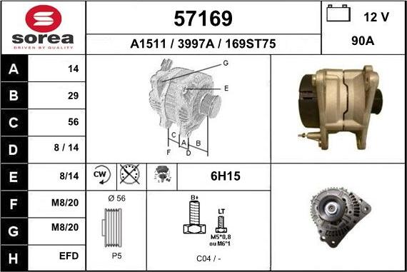 EAI 57169 - Ģenerators www.autospares.lv