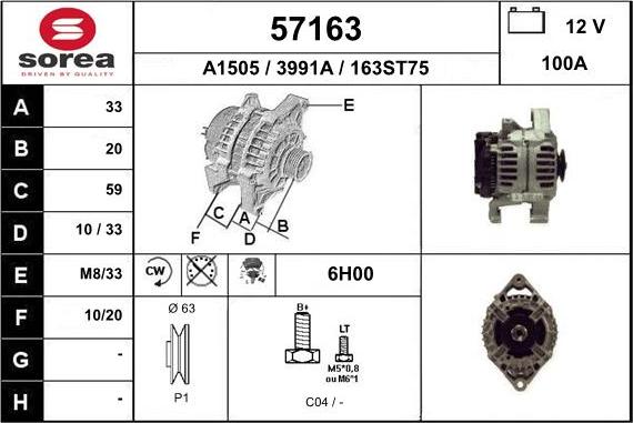 EAI 57163 - Генератор www.autospares.lv